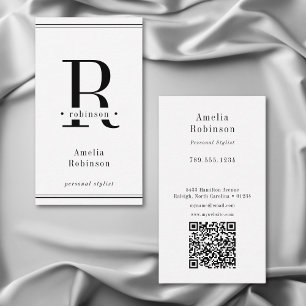 Elegant professioneel monogram zwart-wit visitekaartje