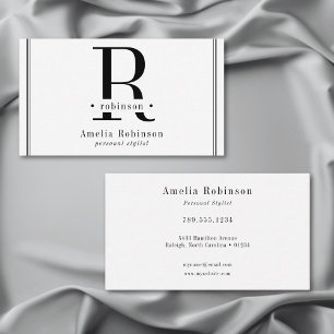 Elegant professioneel monogram zwart-wit visitekaartje