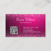 Elegant Professioneel Zakelijk QR Code Roze Zilver Visitekaartje (Achterkant)