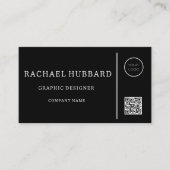 Elegant Professioneel Zwart, Aangepaste Qr-code Lo Visitekaartje (Voorkant)