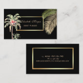 Elegant Professioneel, Zwart, Lijst, Palmboombloem Visitekaartje (Voorkant / Achterkant)
