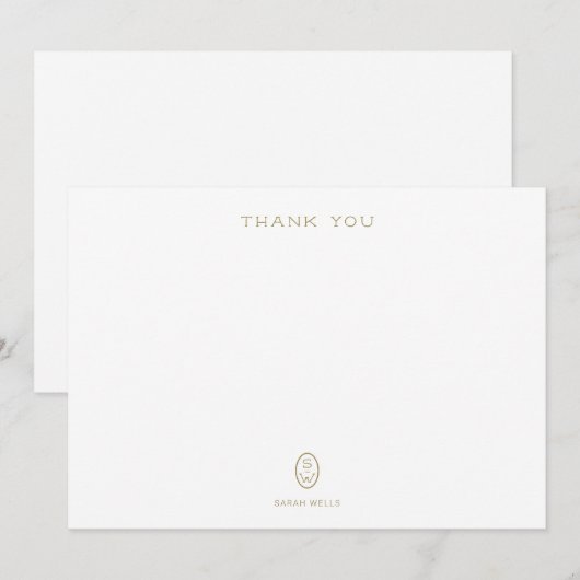 Élégant professionnel Monogramme blanc Merci Ca (Devant / Derrière)