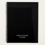 Élégant professionnel noir nom entreprise<br><div class="desc">Miniature minimaliste de texte personnalisé noir et blanc élégant planificateur. Texte blanc entièrement personnalisable,  noir arrière - plan uni. Vous pouvez la customiser avec le nom et le nom et le titre,  l'année,  le nom de l'entreprise,  les professionnels,  l'entreprise,  etc</div>