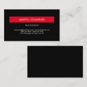 Élégant professionnel Noir Rouge Carte de visite (Devant / Derrière)