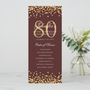 Elégant programme 80e anniversaire Merci Gold Burg