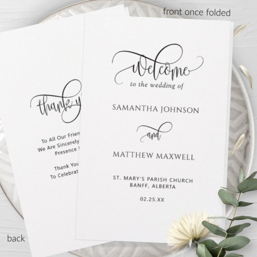 Elegant, Programme Calligraphy Folded Wedding