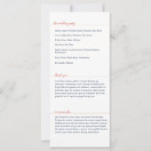 Élégant programme corail, Collection Mariage Carol (Dos)