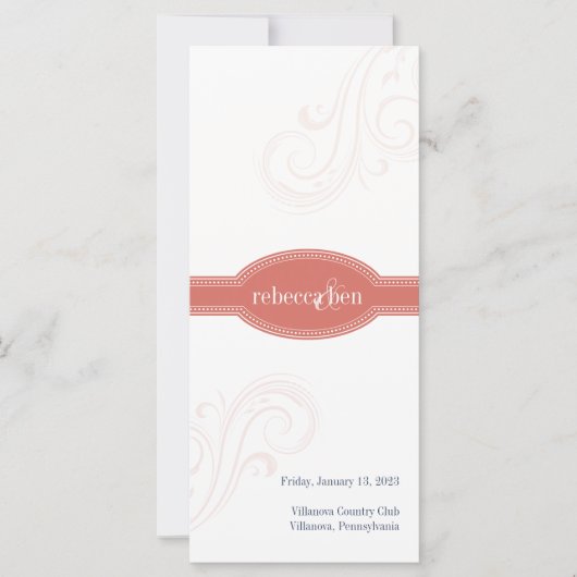 Élégant programme corail, Collection Mariage Carol (Devant)