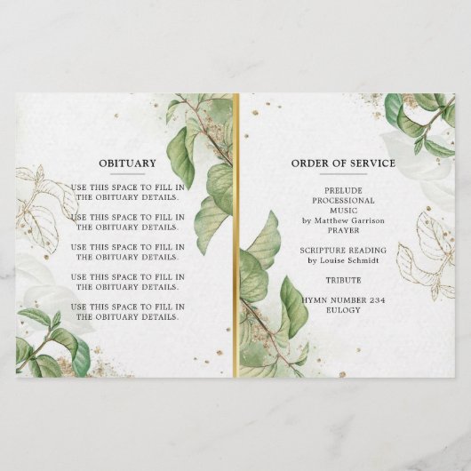 Élégant programme de célébration de la vie dans la (Dos)