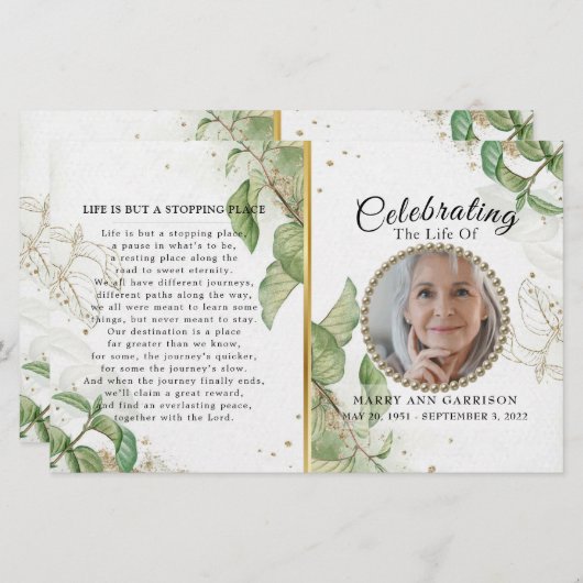 Élégant programme de célébration de la vie dans la (Devant / Derrière)