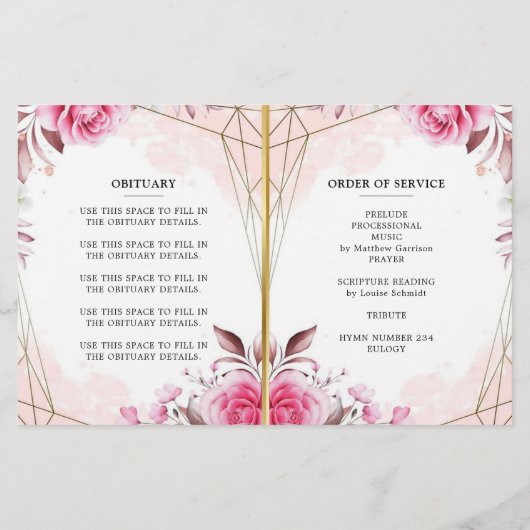 Élégant programme de célébration de la vie des Ros (Dos)