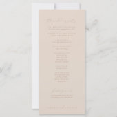 Élégant programme de cérémonie de Mariage Beige Ro (Dos)