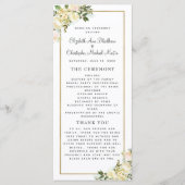 Élégant programme de cérémonie de Mariage blanc aq (Devant)