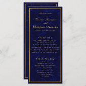 Élégant programme de cérémonie de Mariage bleu et  (Devant / Derrière)