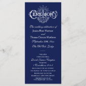 Élégant programme de cérémonie de Mariage bleu et (Devant)