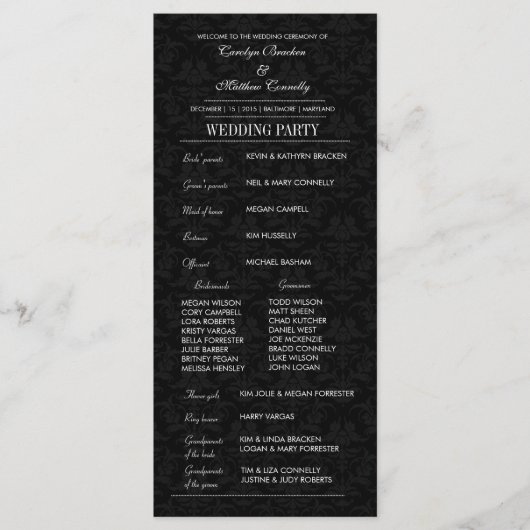 Élégant programme de cérémonie de mariage Carte no (Devant)