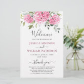 Élégant Programme de Cérémonie Mariage d'Hydrangée (Debout devant)