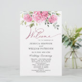 Élégant Programme de Cérémonie Mariage d'Hydrangée (Debout devant)