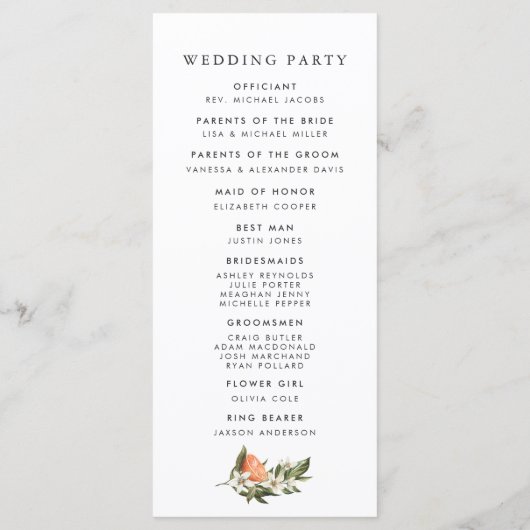 Élégant programme de cérémonie Mariage du verger d (Dos)