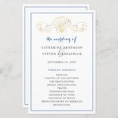 Élégant programme de cérémonie Mariage Gold Seashe (Devant / Derrière)