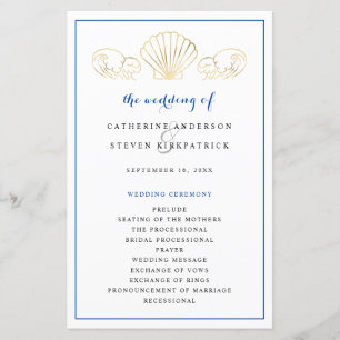 Élégant programme de cérémonie Mariage Gold Seashe