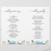 Élégant programme de cérémonie Mariage Hydrangea B (Dos)