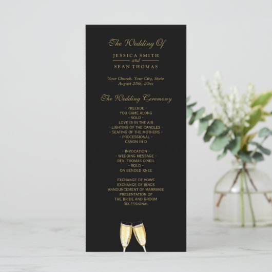 Élégant programme de champagne de mariage (Debout devant)