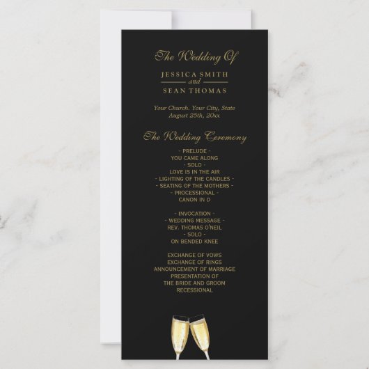 Élégant programme de champagne de mariage (Devant)