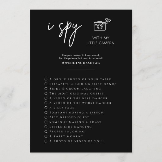 Élégant programme de chasse photo Mariage espion (Devant)