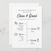 Élégant programme de chronologie Mariage moderne u (Devant / Derrière)