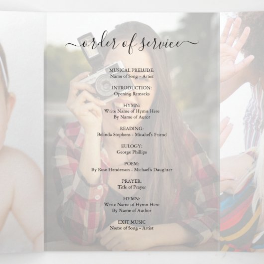 Élégant programme de commémoration funéraire de su (Intérieur au milieu)