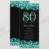 Élégant programme de fête d'anniversaire 80e Turqu (Devant / Derrière)