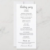 Élégant programme de mariage. (Dos)