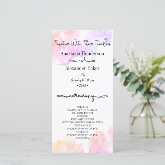 Élégant programme de mariage. (Debout devant)