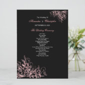 Élégant programme de mariage à fleurs roses rétro (Debout devant)
