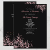 Élégant programme de mariage à fleurs roses rétro (Devant / Derrière)
