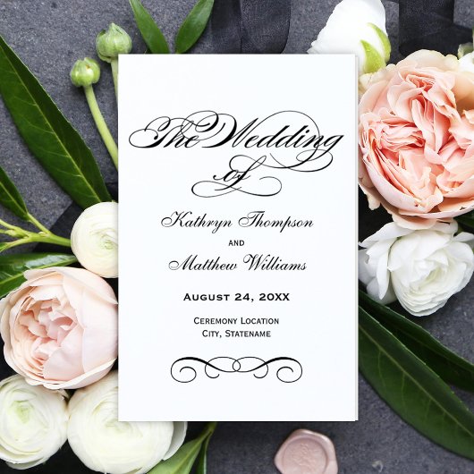 Élégant Programme de Mariage à la Calligraphie Noi