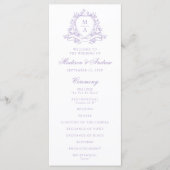 Élégant Programme de Mariage à Monogramme et Crête (Devant)