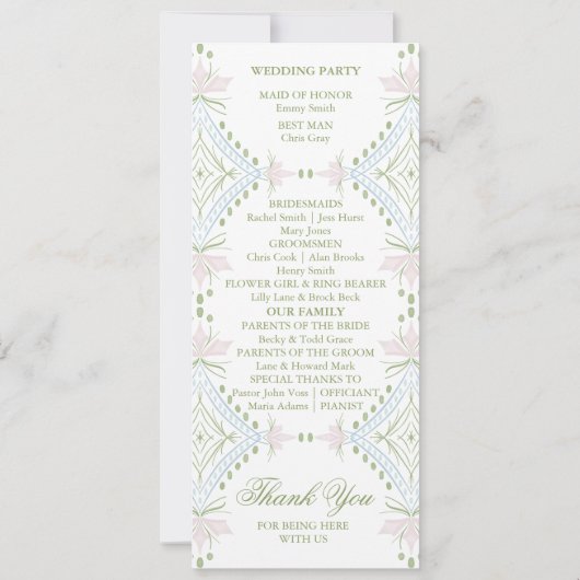 Élégant programme de mariage au diamant (Dos)