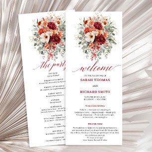 Élégant Programme de mariage automnal floral borde