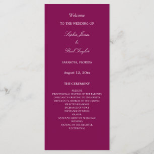 Élégant programme de mariage aux baies