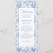 Élégant programme de mariage aux roses bleues Toil (Devant)