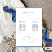 Élégant programme de mariage avec cadre bleu marin