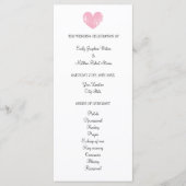 Élégant programme de mariage avec coeur rose rusti (Devant)