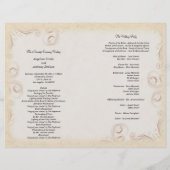 Élégant programme de mariage avec défilement beige (Dos)