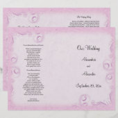 Élégant programme de mariage avec défilement rose (Devant / Derrière)
