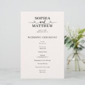 Élégant programme de mariage avec écriture à coeur (Debout devant)
