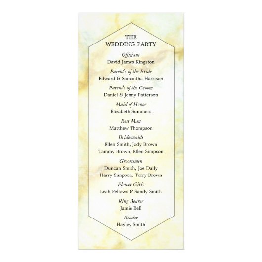 Élégant programme de mariage avec effet marbre (Dos)