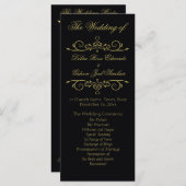 Élégant programme de mariage Black and Gold Flouri (Devant / Derrière)