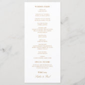 Élégant programme de mariage blanc doré beige (Dos)